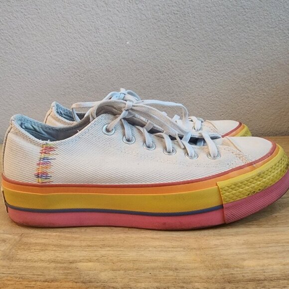 Converse 1908 Chuck Taylor All Star Lift Low White Sneaker Shoes Womens 7.5 - Picture 1 of 13